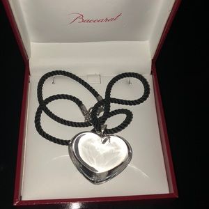 Authentic Baccarat Crystal Heart Pendant Necklace